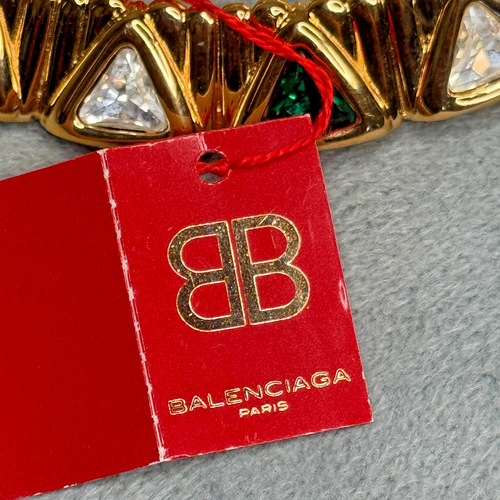 Vintage 1980s Balenciaga Choker Necklace New Old Stock Deadstock Red Gold Tag
